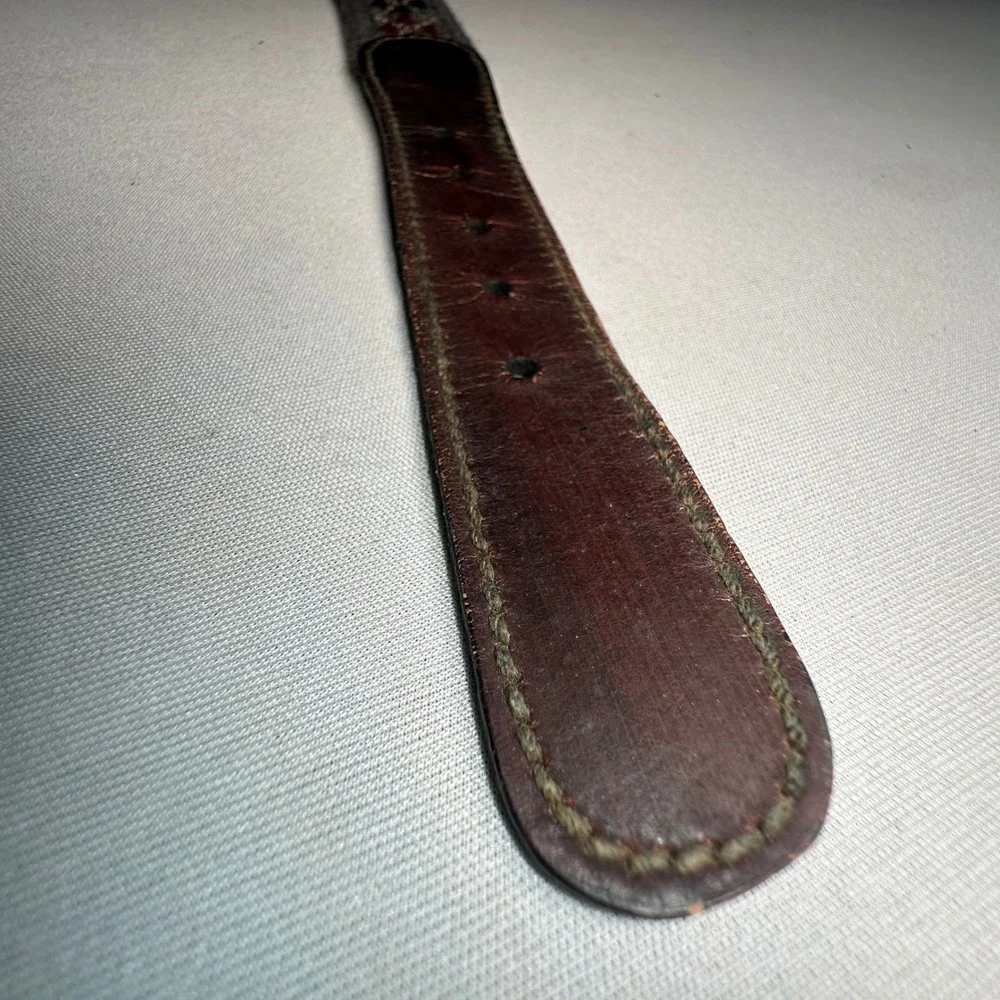 Canterbury Leather Belt Mens 36 Brown Woven Wool Brass Buckle Geometric Tribal‎